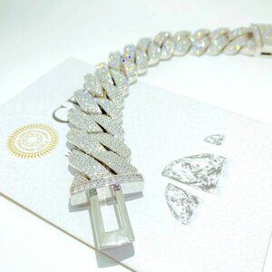 Moissanite Cuban Chain Bracelet Hip Hop Jewelry 24mm 925 Silver